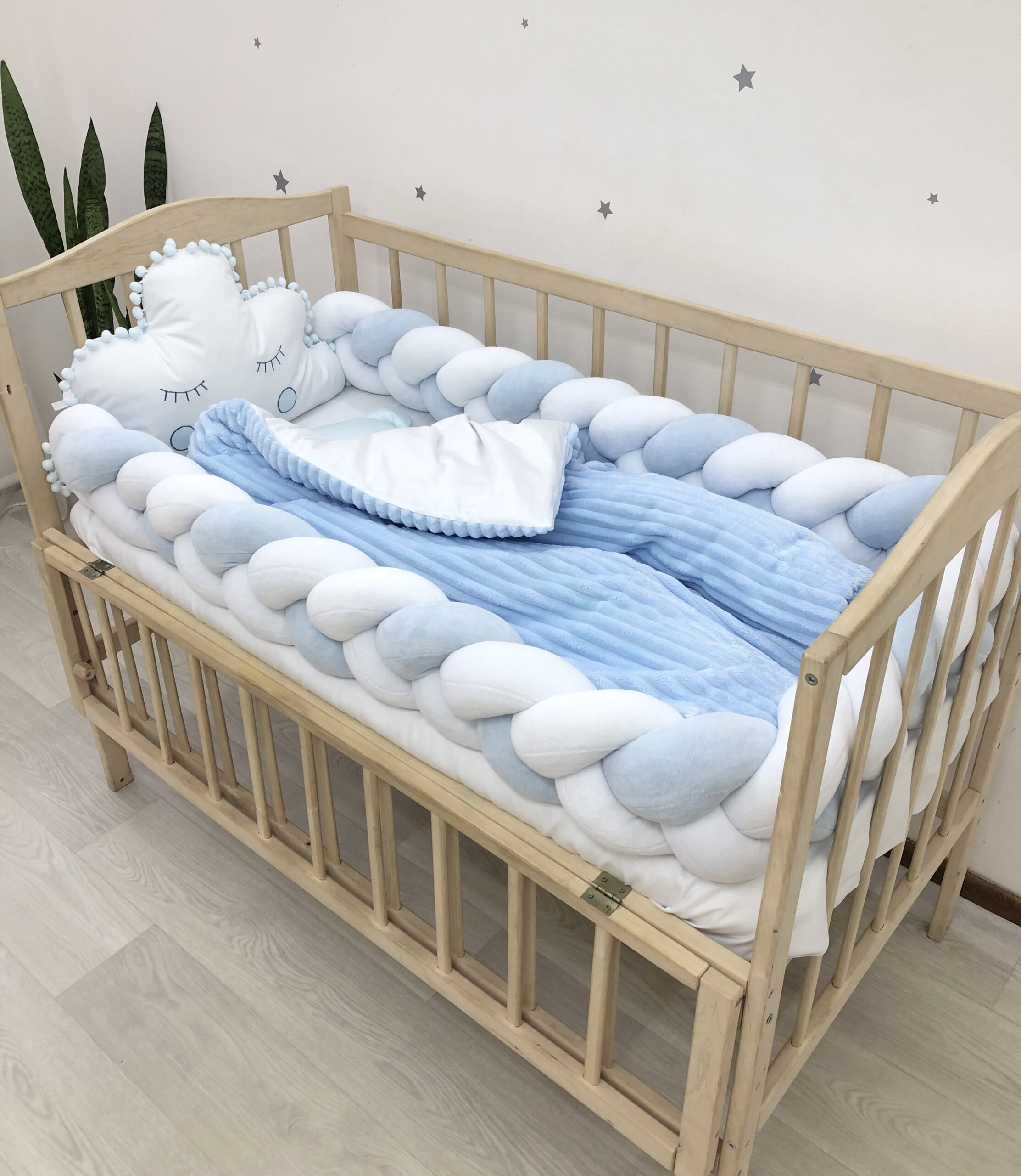 Crib set "Blue white baby bedding set "