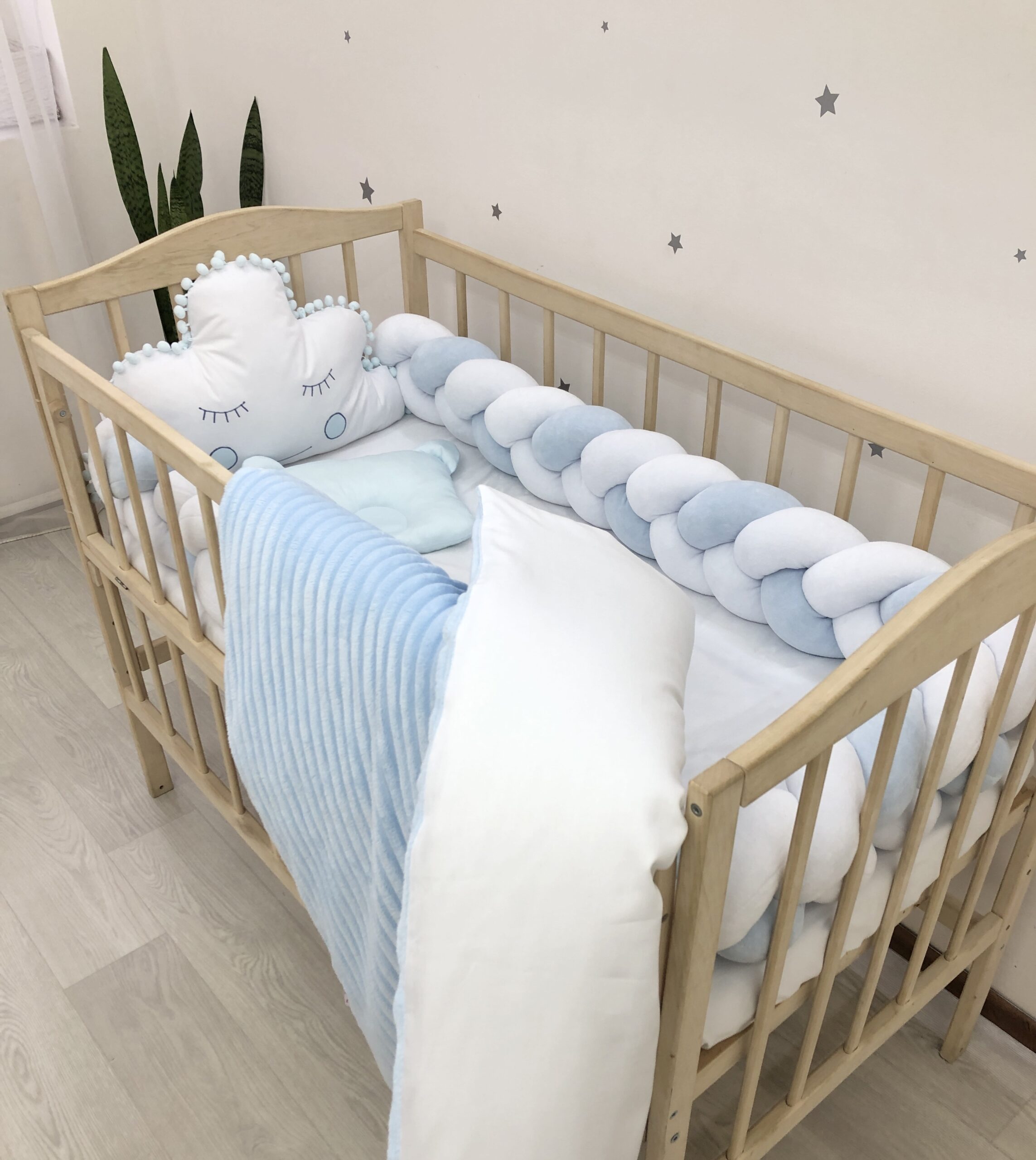 Crib set "Blue white baby bedding set "