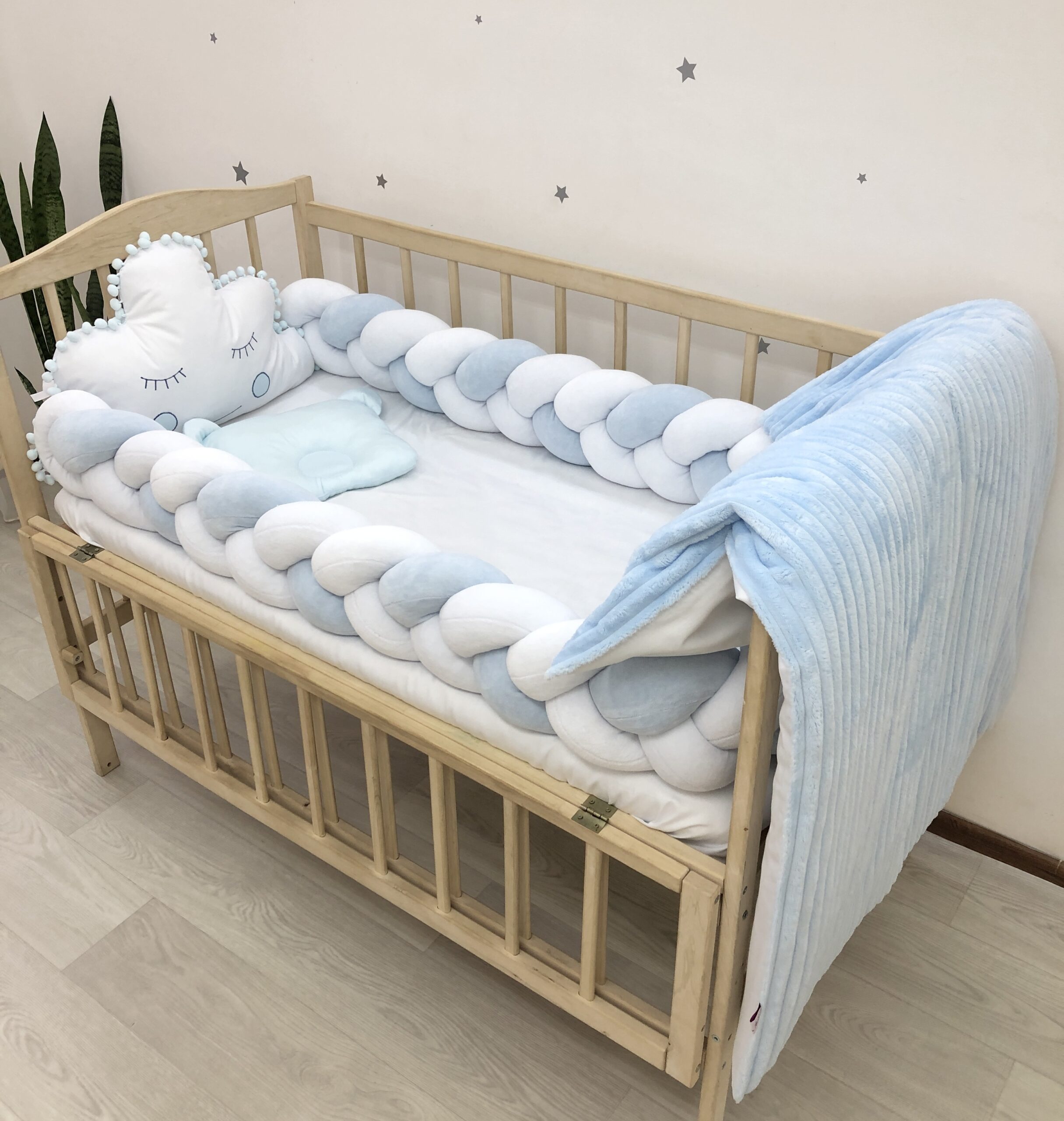 Crib set "Blue white baby bedding set "