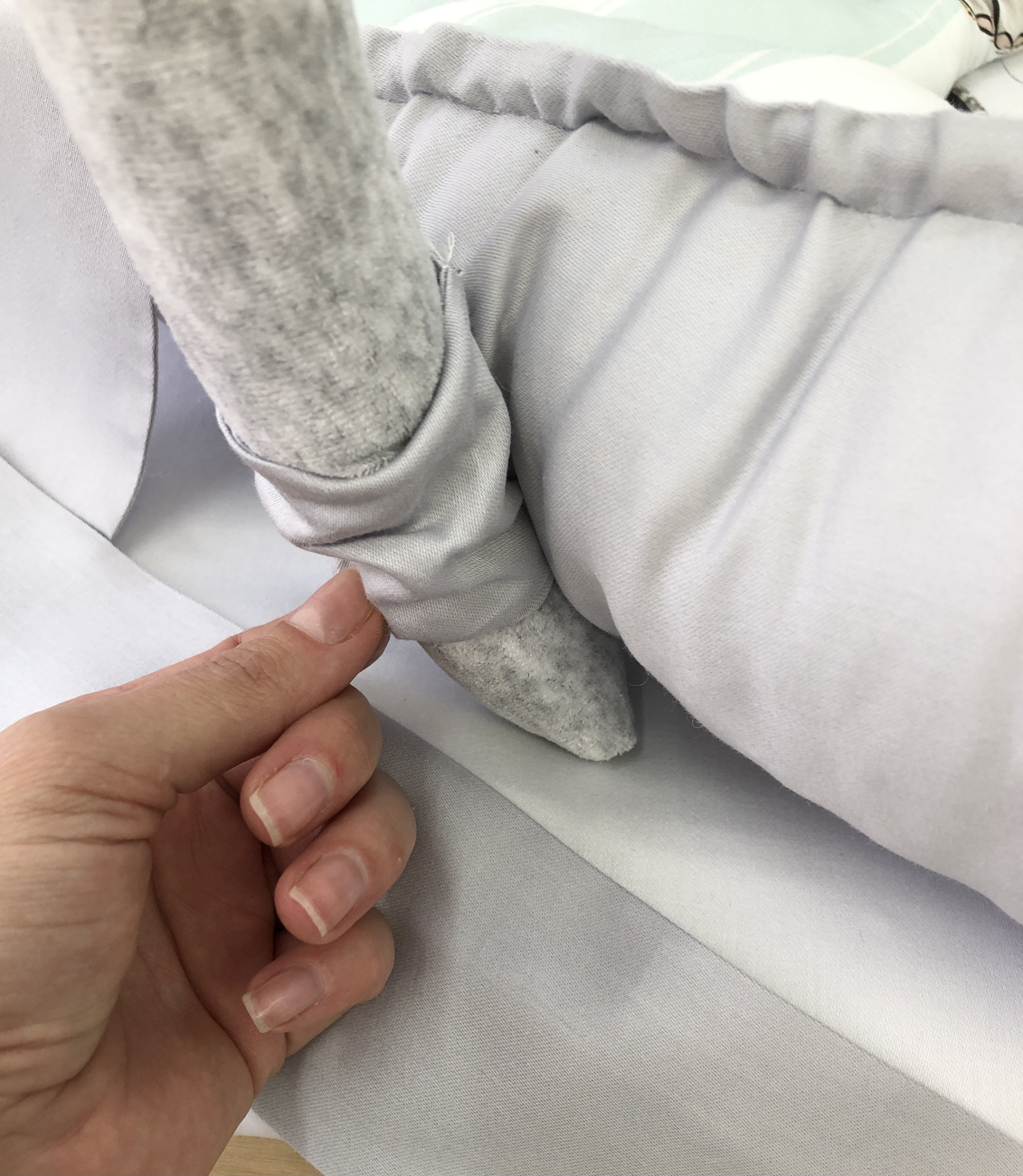 Baby Nest gray Elephant "Nest for babies with bow and toys"