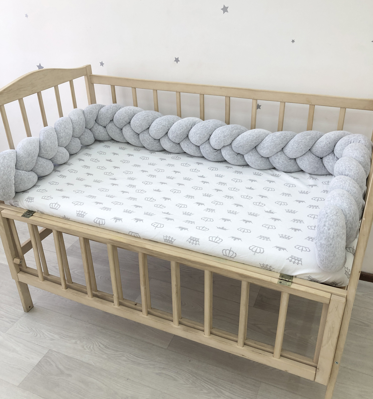 Gray Braided Crib Bumper