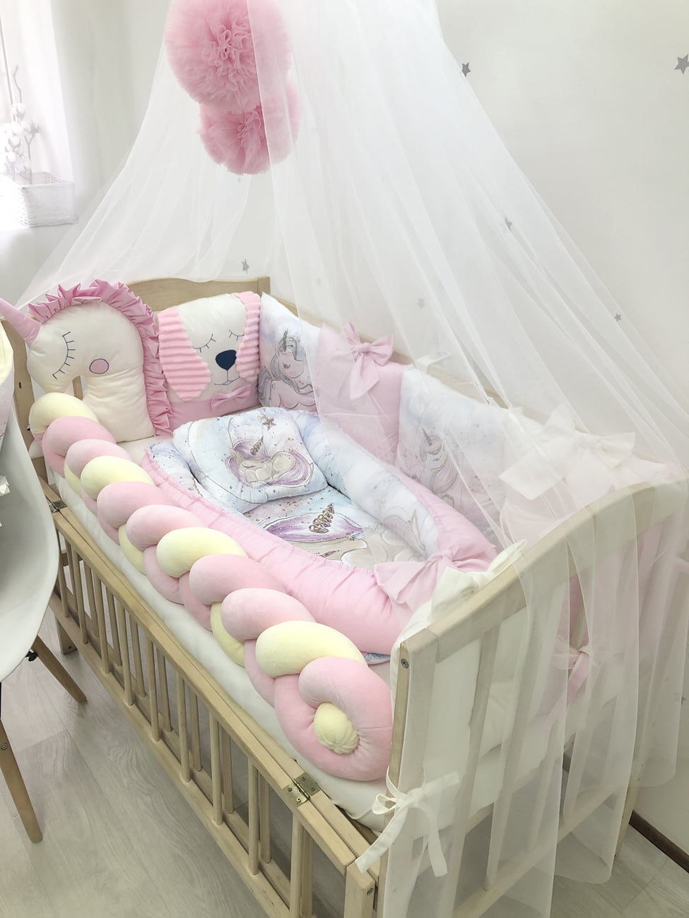 Crib set "Pink Unicorn"