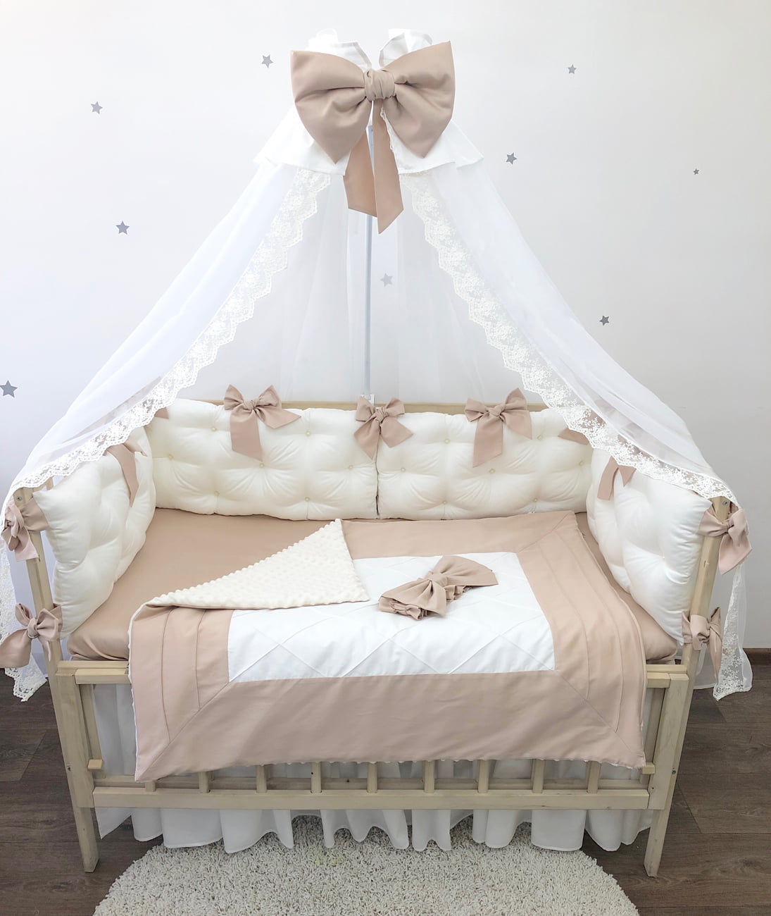 Crib set "Luxury Beige bedding"