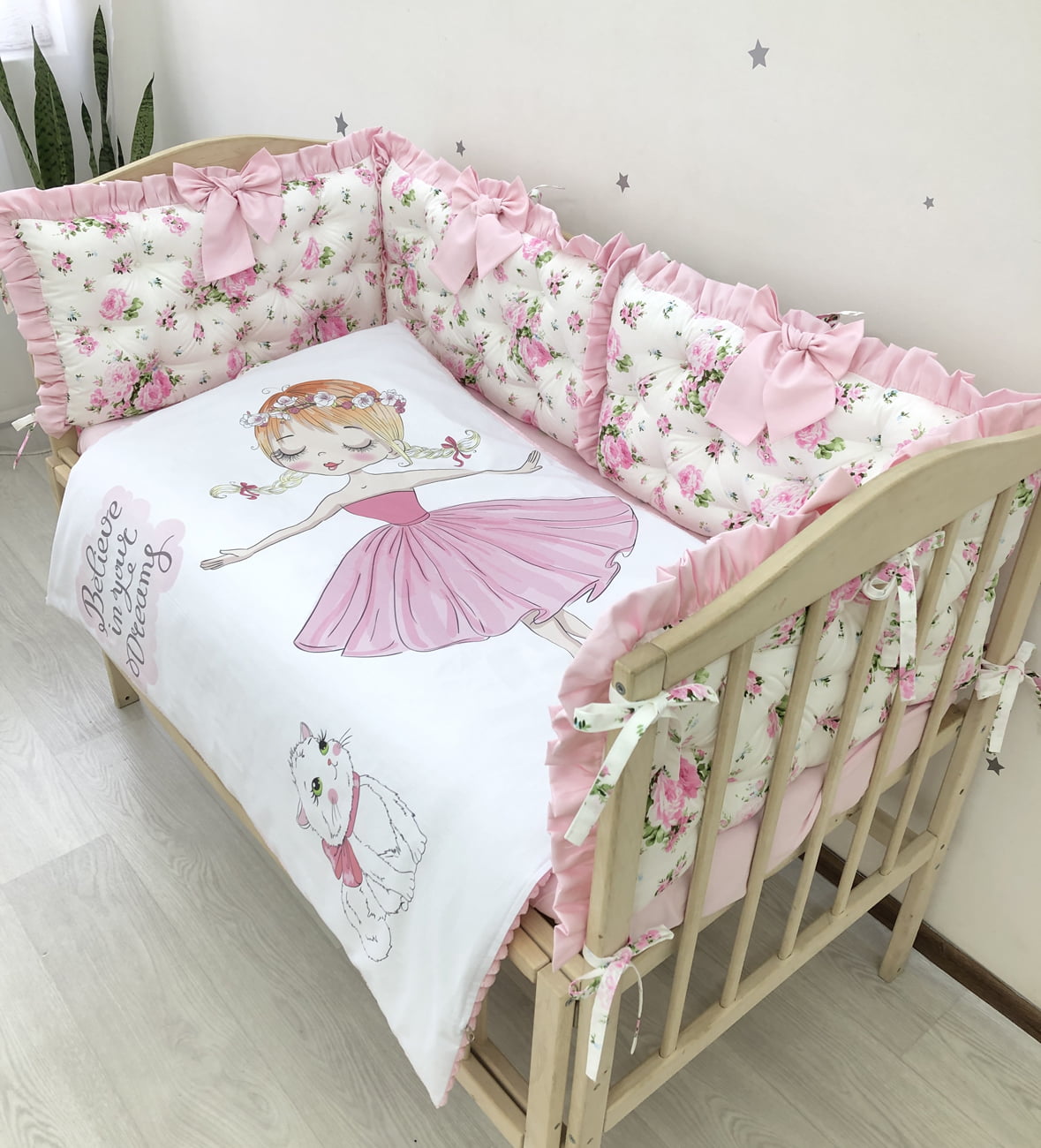 Crib set "Pink Flower"