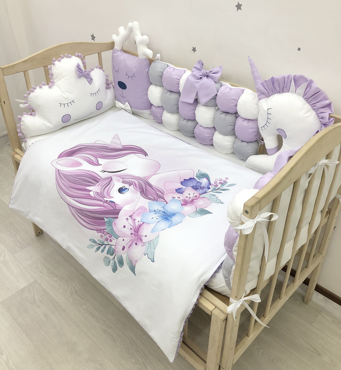 Crib set "Purple Unicorn"
