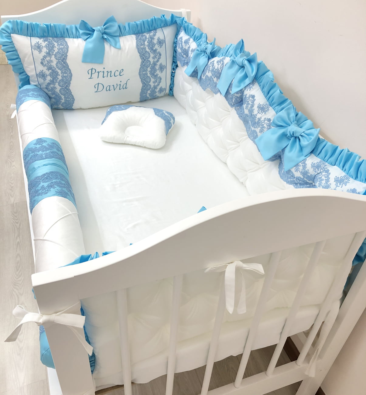 "Personalized luxury crib bumpers"