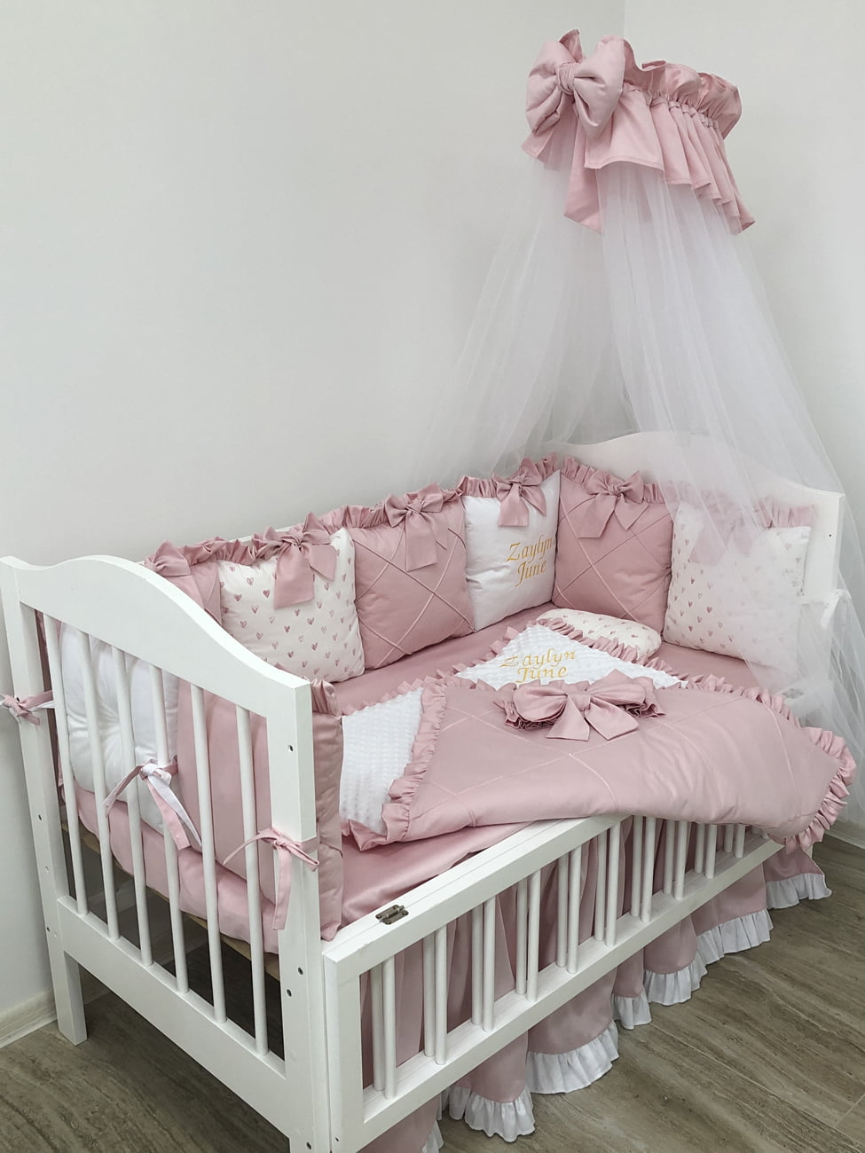 Crib set "Powdery pink "