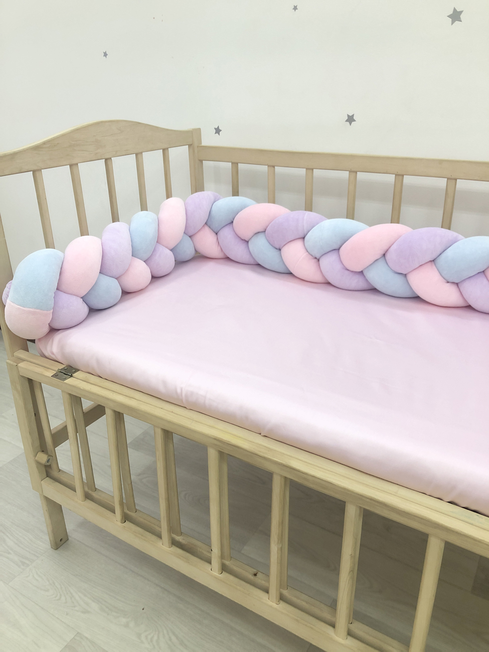 3-strand pink+lilac+blue knot bumper