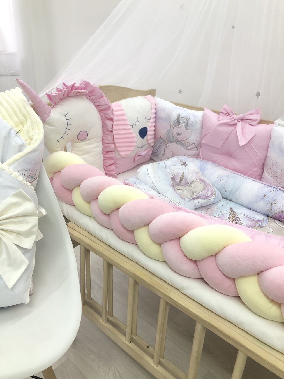 Crib set "Pink Unicorn"