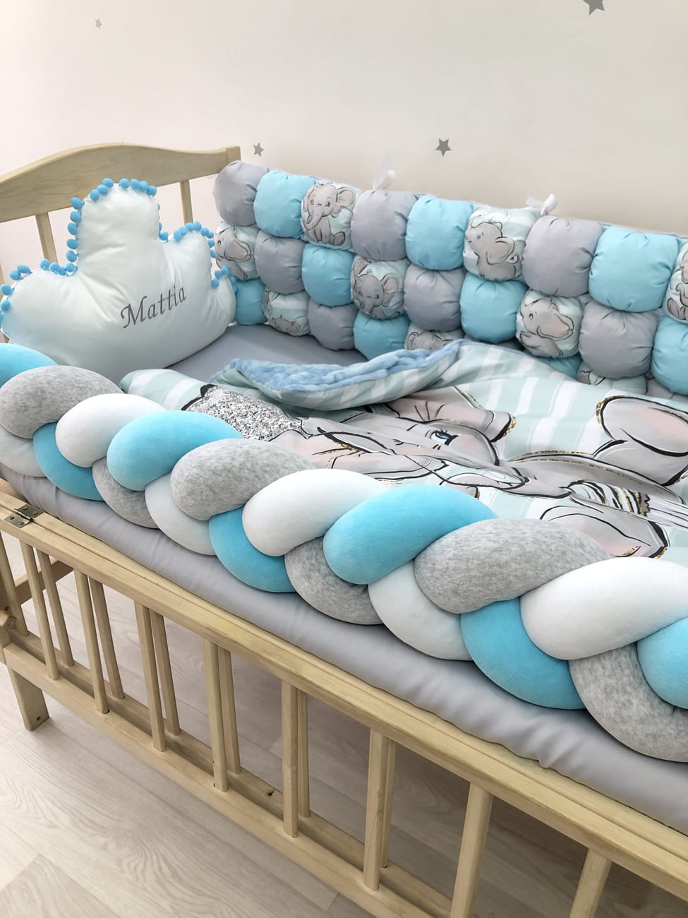 Crib set "Boy Elephant"