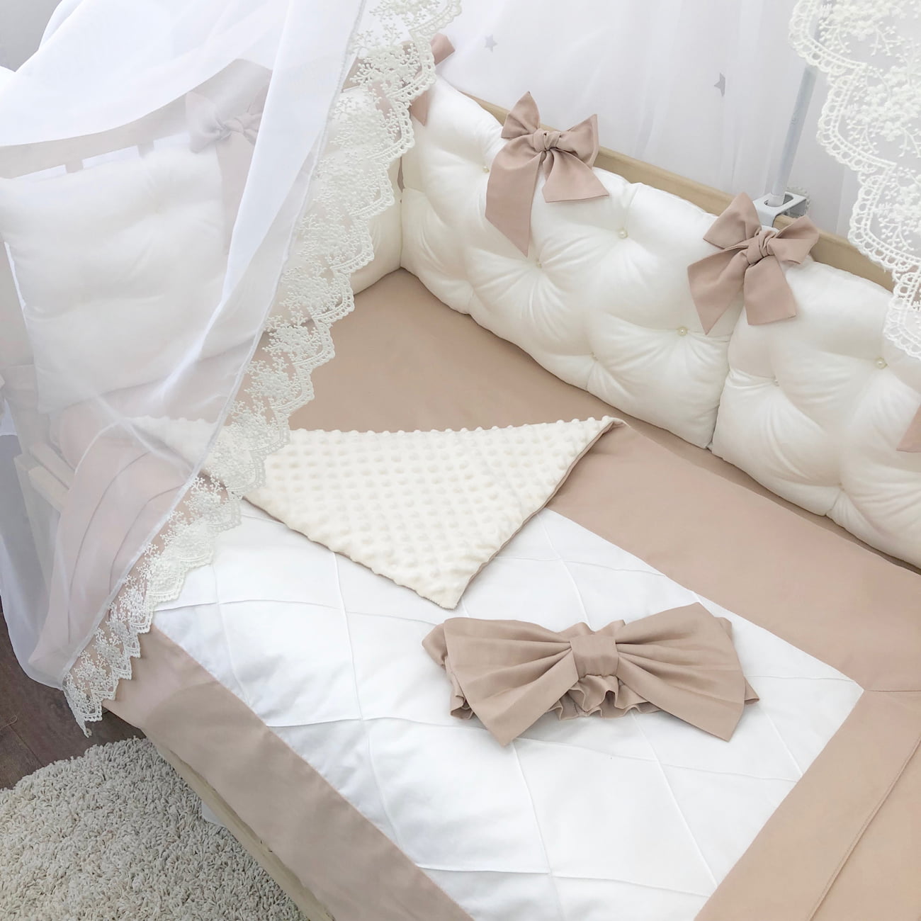 Crib set "Luxury Beige bedding"