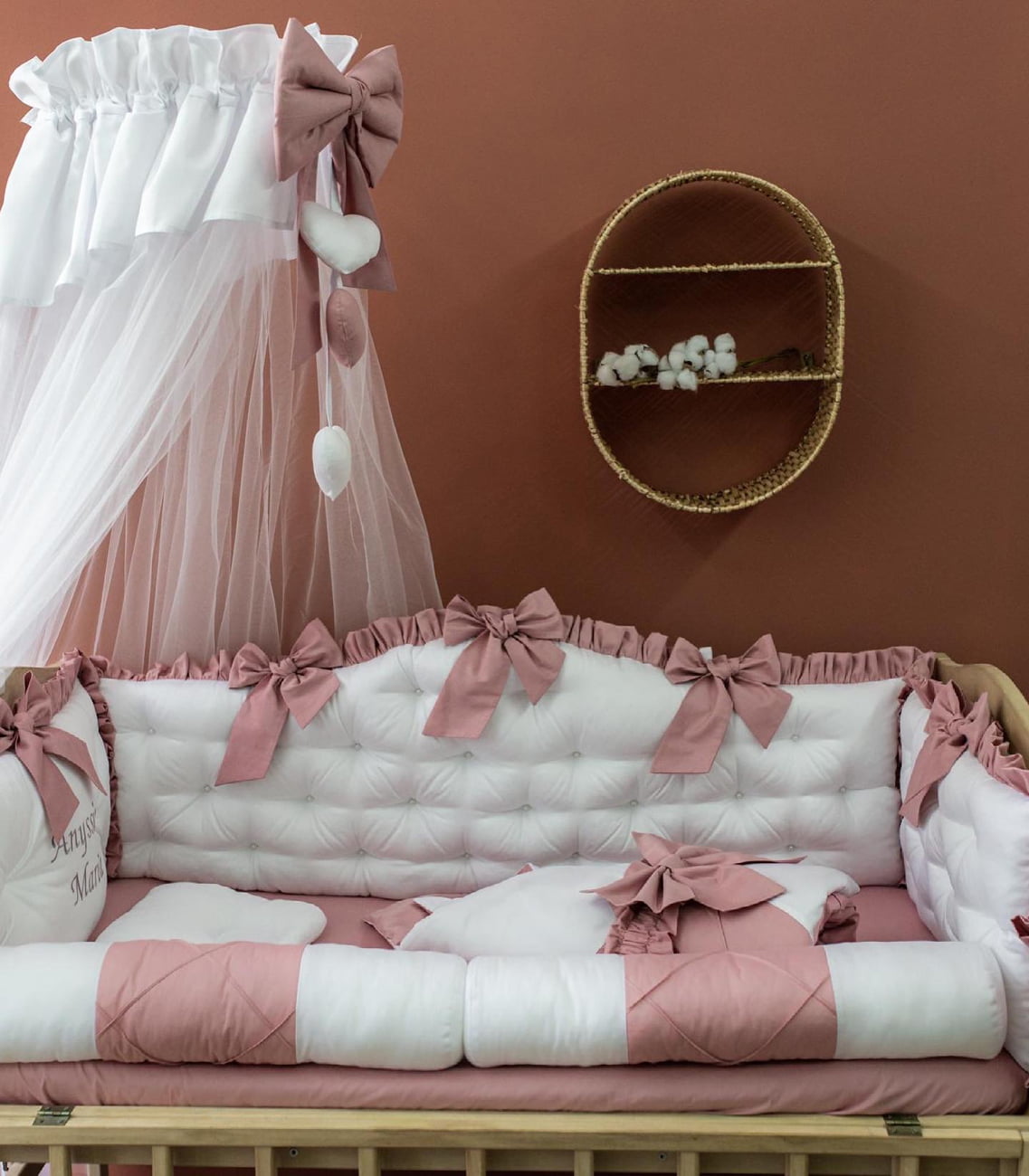 Crib set "Dusty Rose"