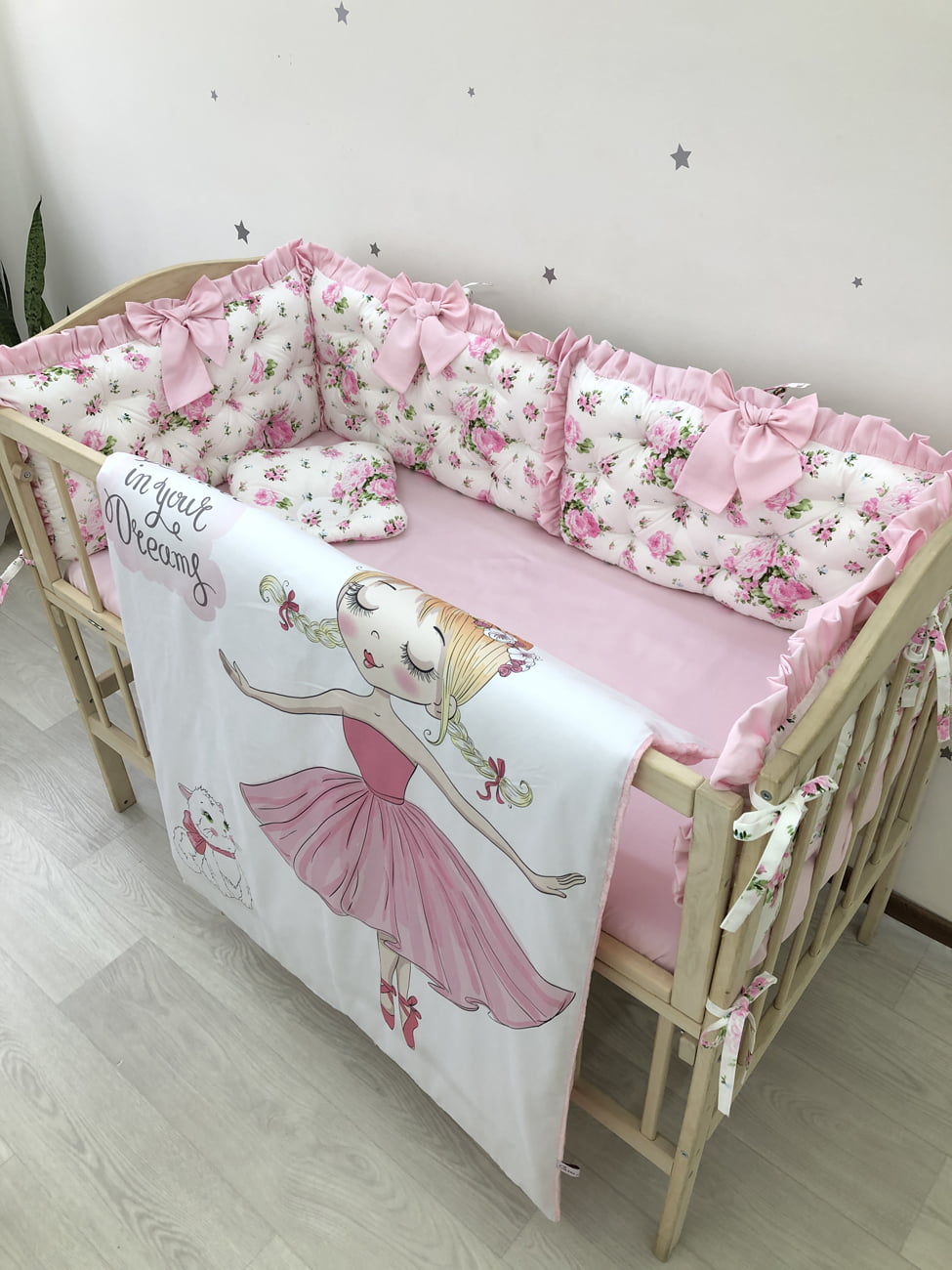 Crib set "Pink Flower"
