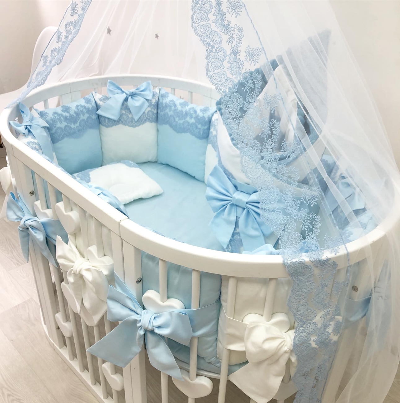 Crib set "Sky-Blue Royal luxury baby bedding"