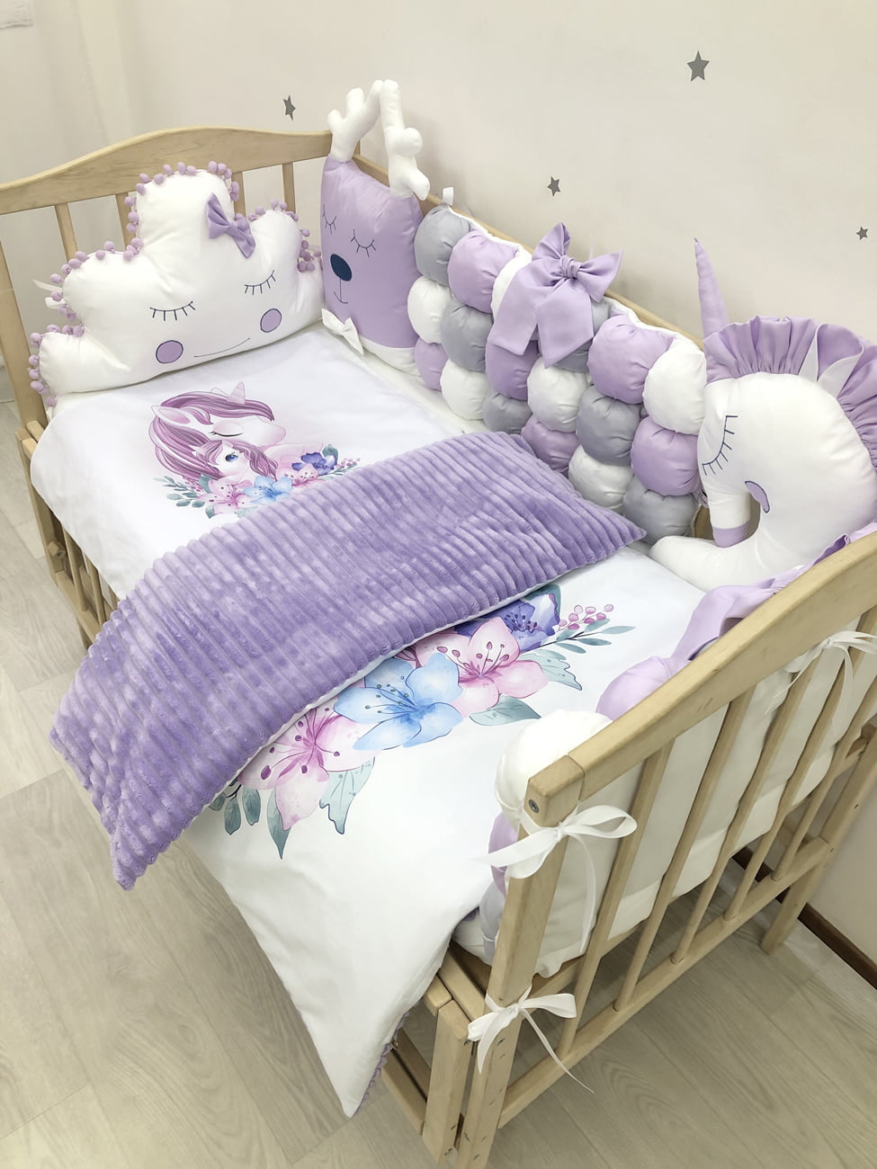Crib set "Purple Unicorn"