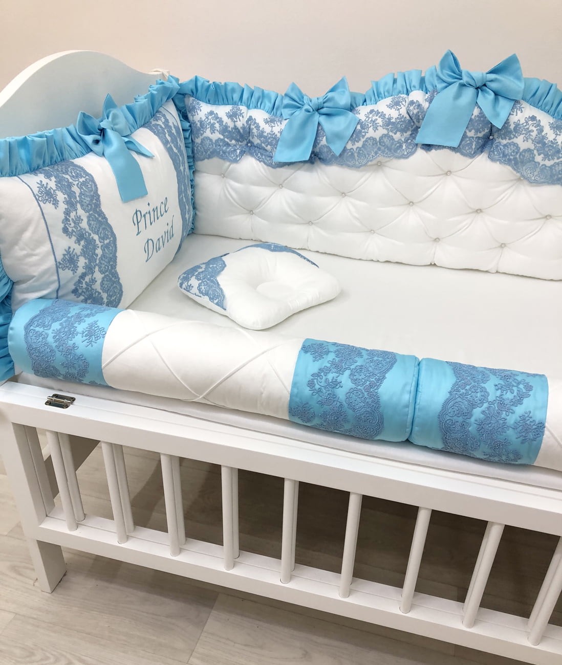 "Personalized luxury crib bumpers"
