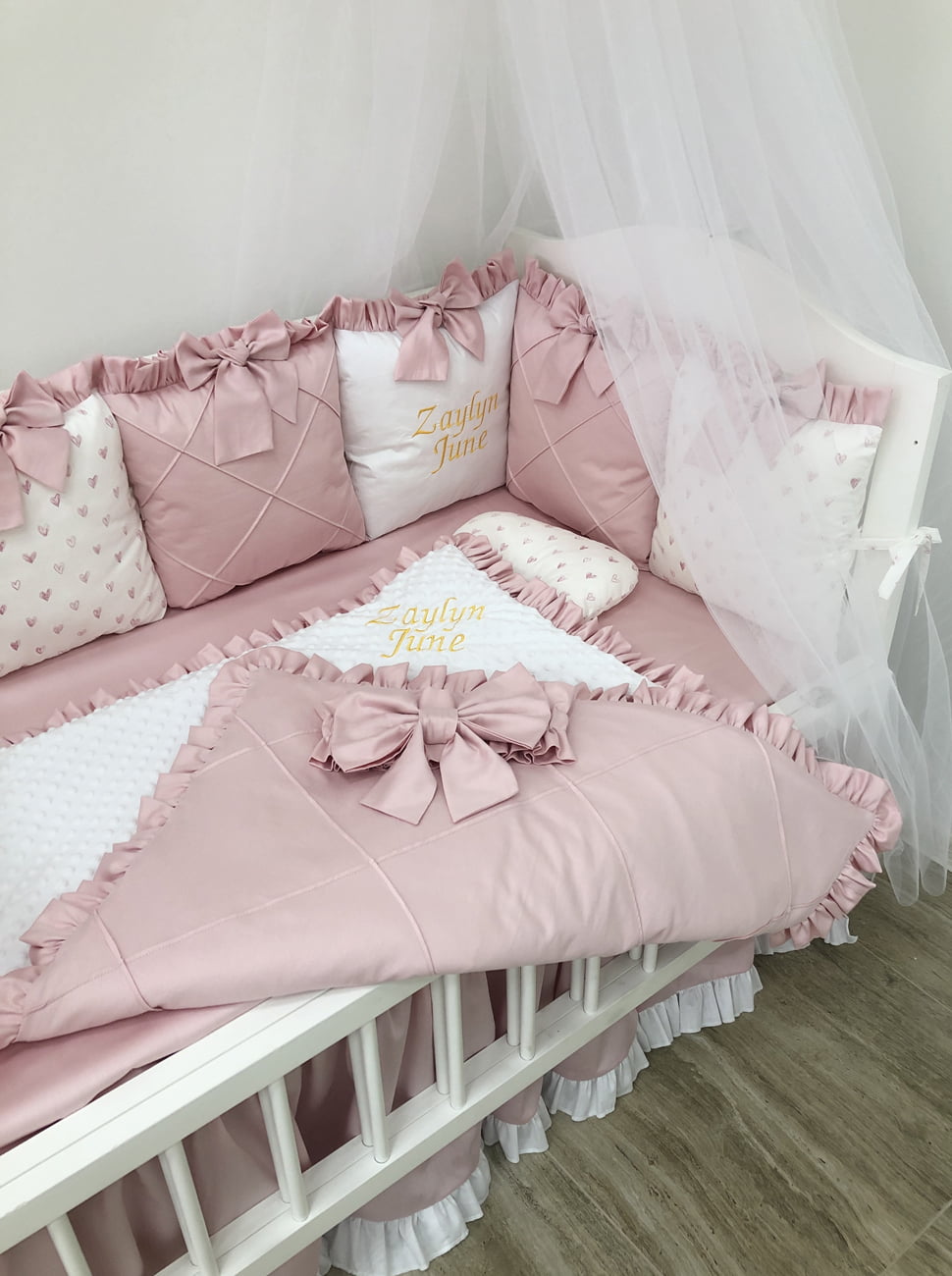 Crib set "Powdery pink "
