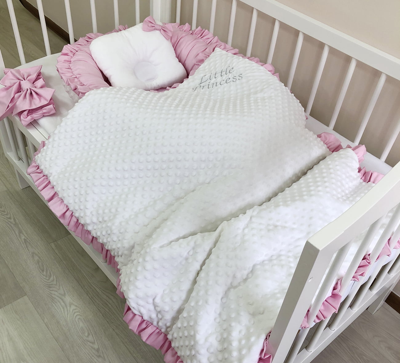 Personalized luxury pink baby nest and Blanket