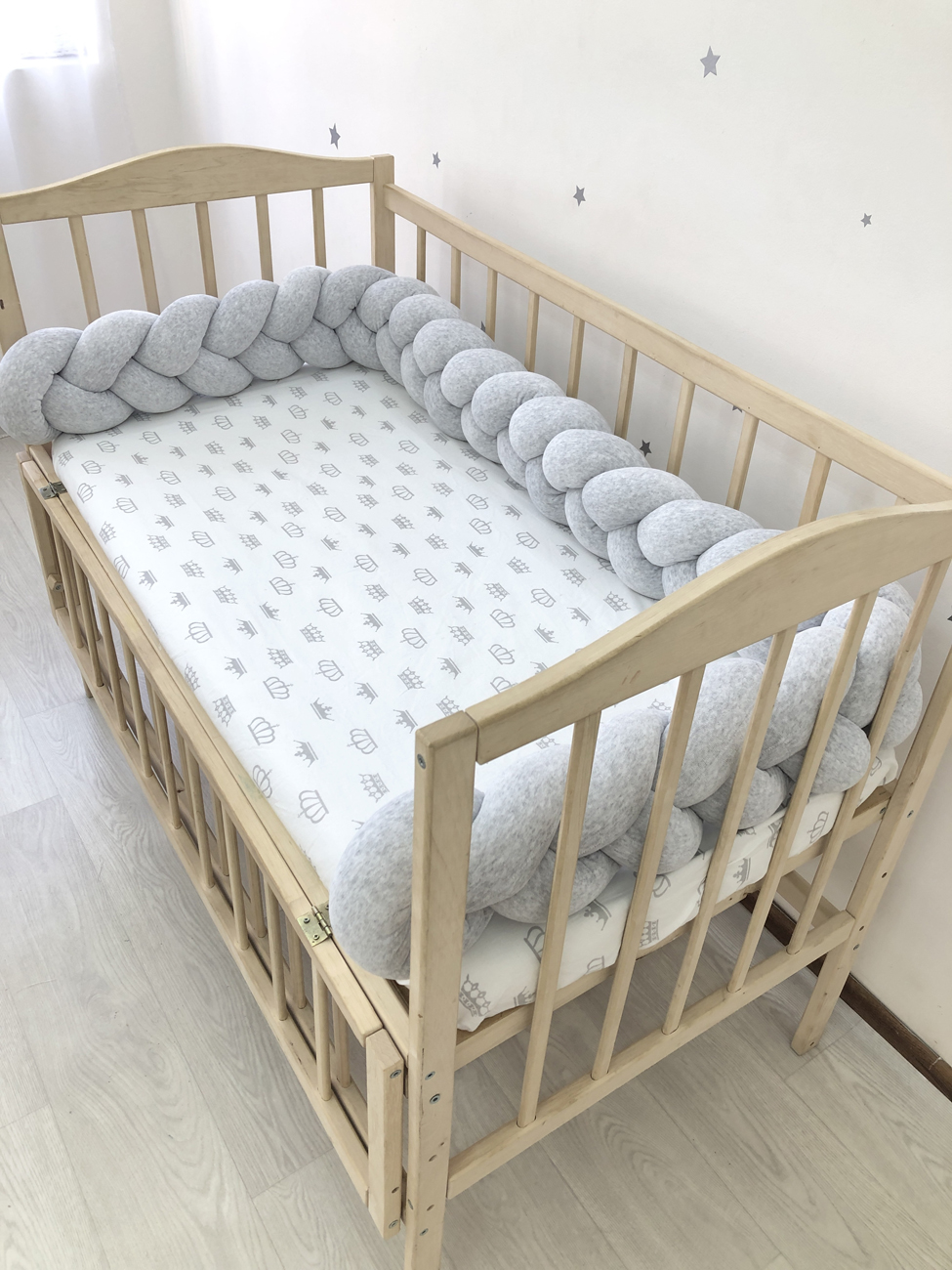 Gray Braided Crib Bumper