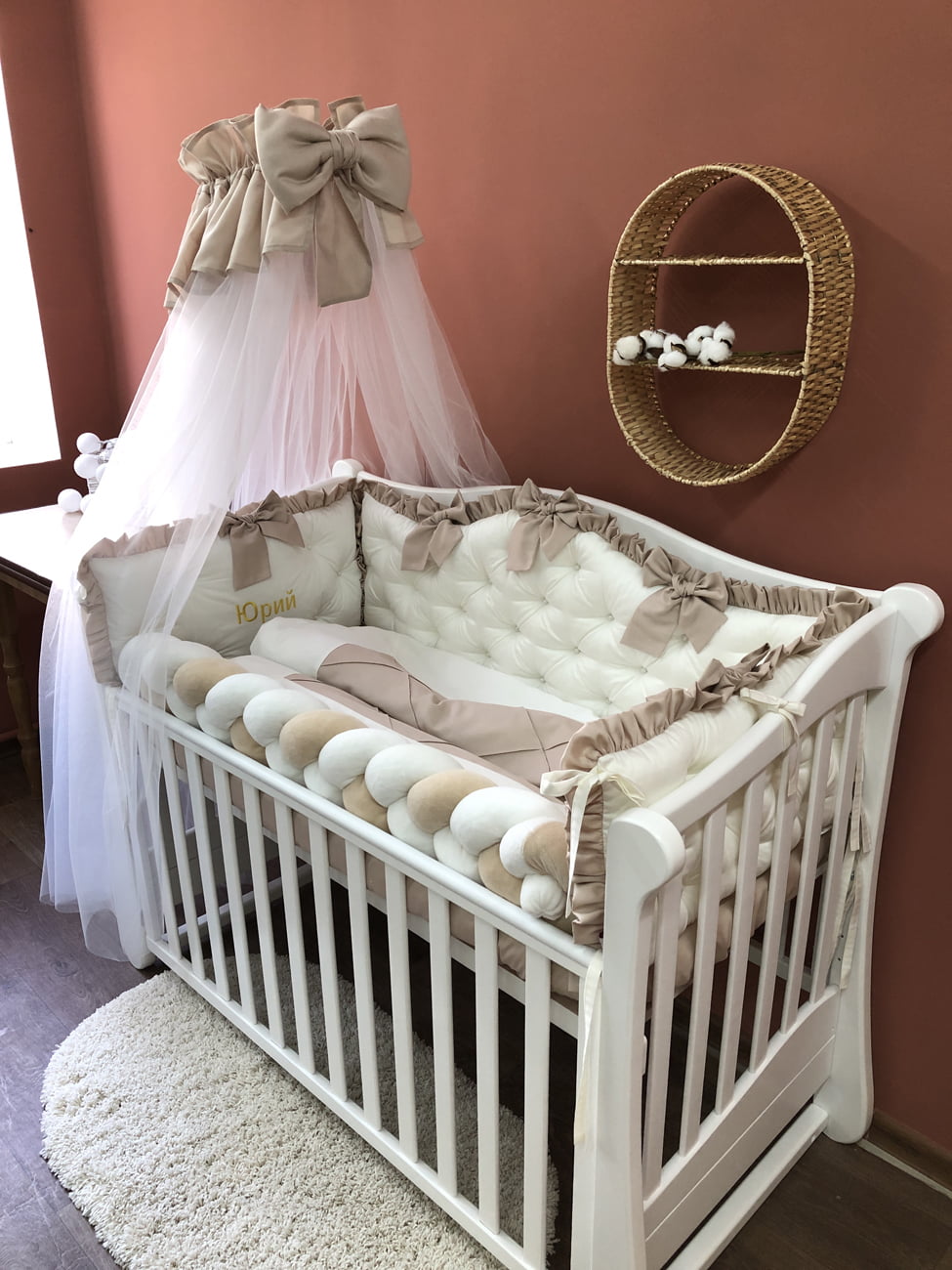 Crib set "Luxury beige baby bedding set"