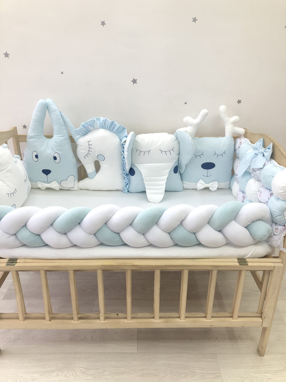 Crib set "Blue white baby bedding set "