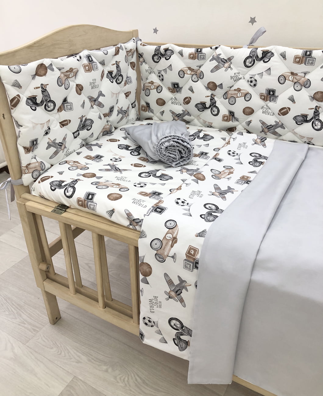 Crib set "Retro cars"