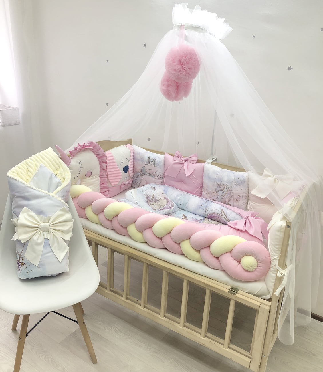 Crib set "Pink Unicorn"