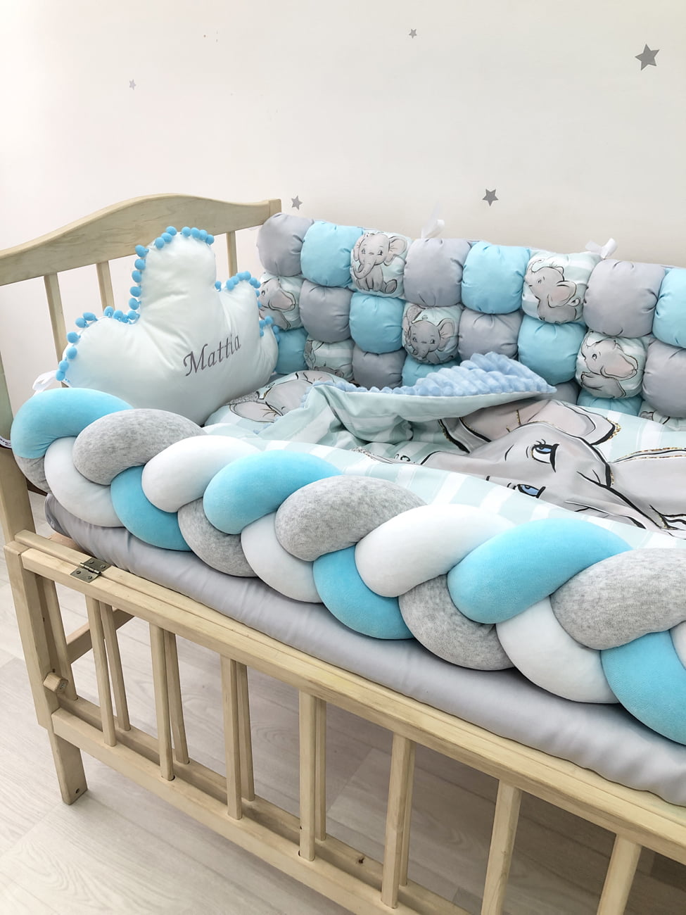 Crib set "Boy Elephant"