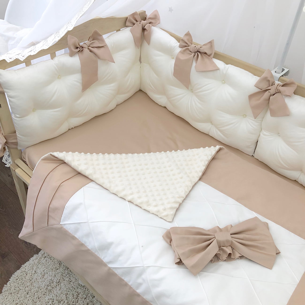 Crib set "Luxury Beige bedding"