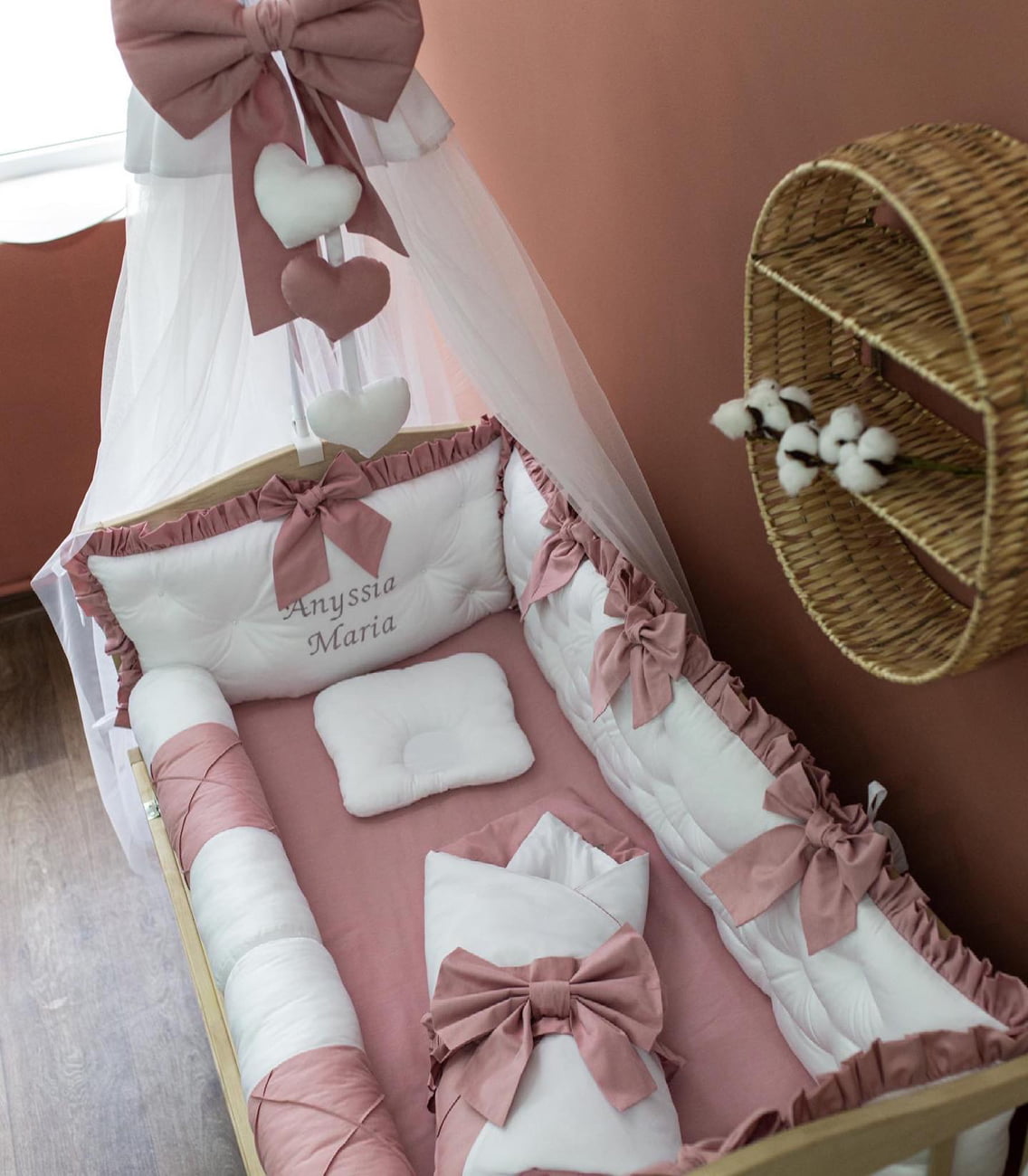 Crib set "Dusty Rose"