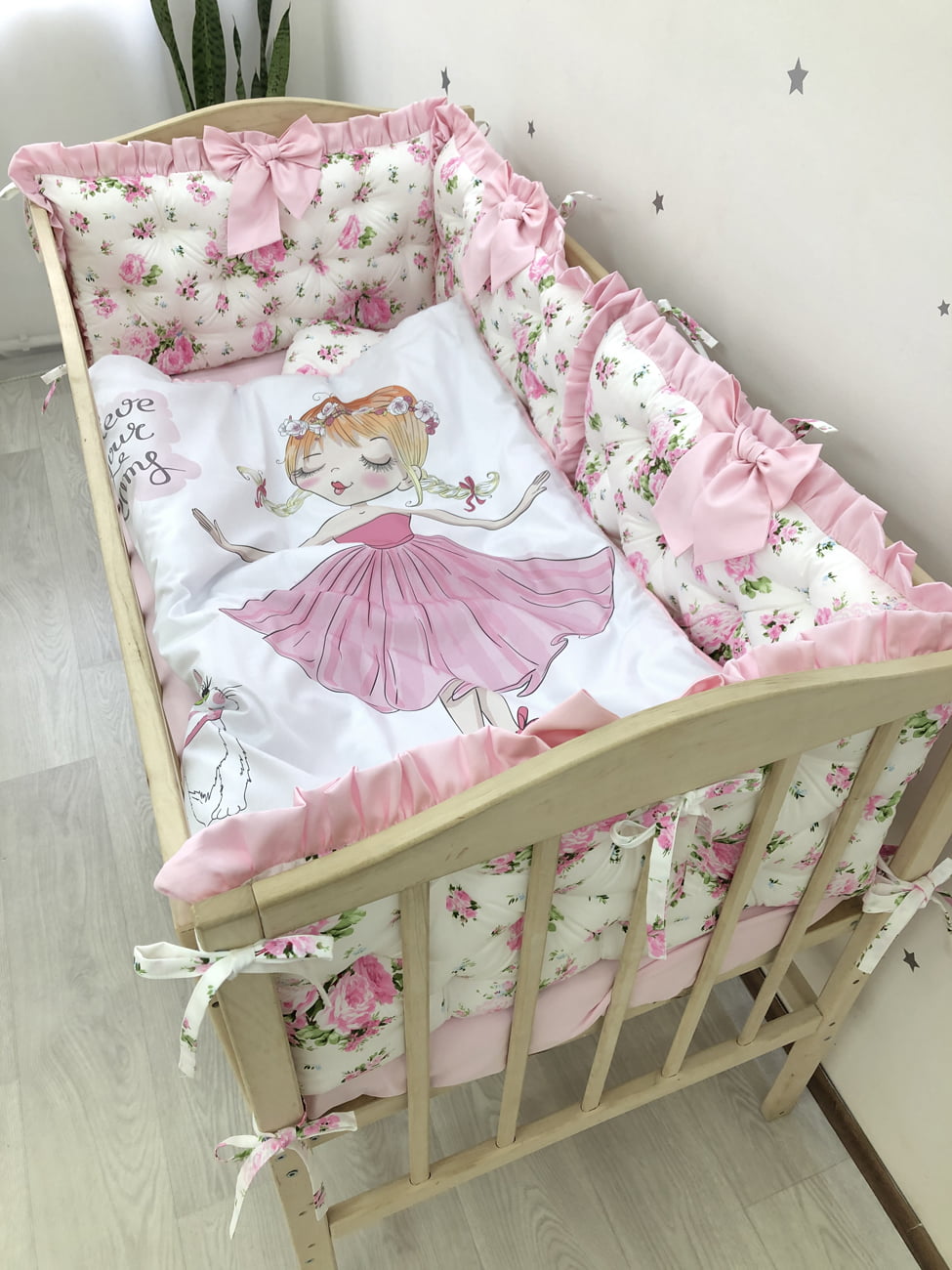 Crib set "Pink Flower"
