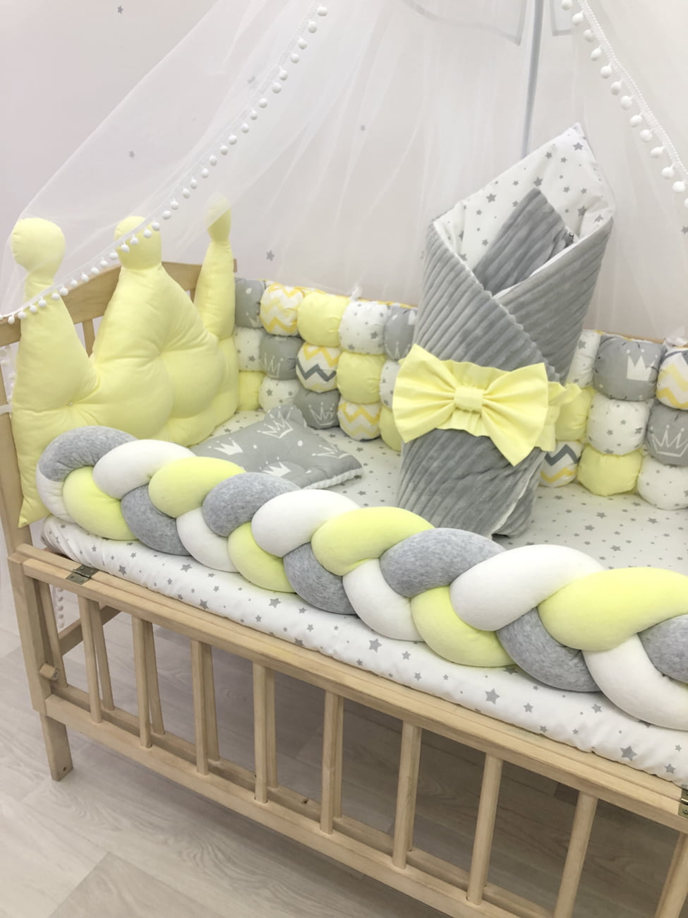 Crib set "Neutral bedding set"