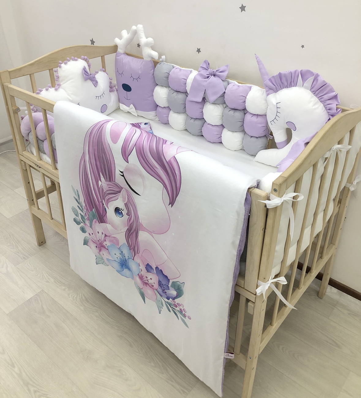 Crib set "Purple Unicorn"