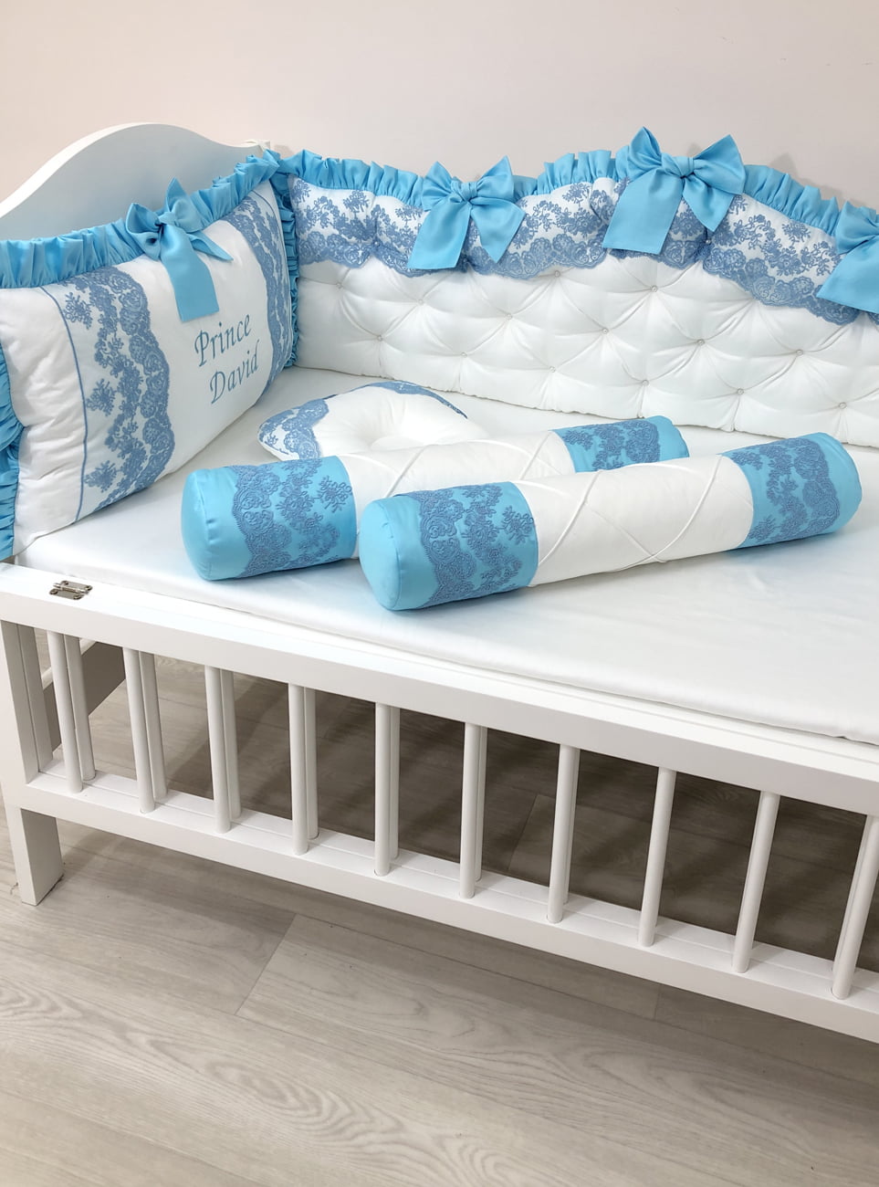 "Personalized luxury crib bumpers"