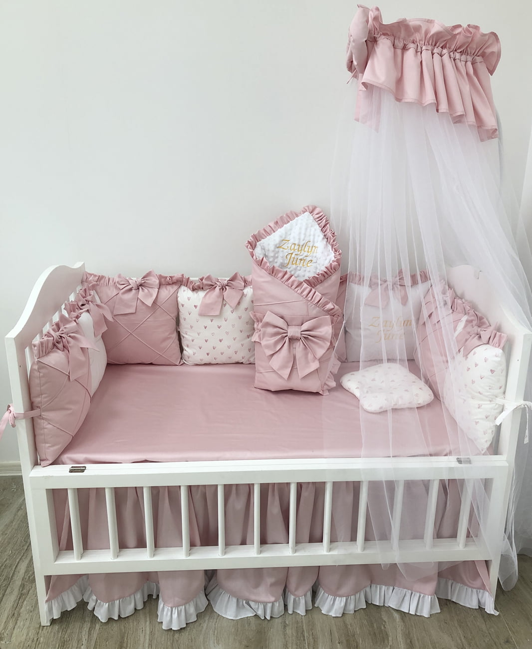 Crib set "Powdery pink "