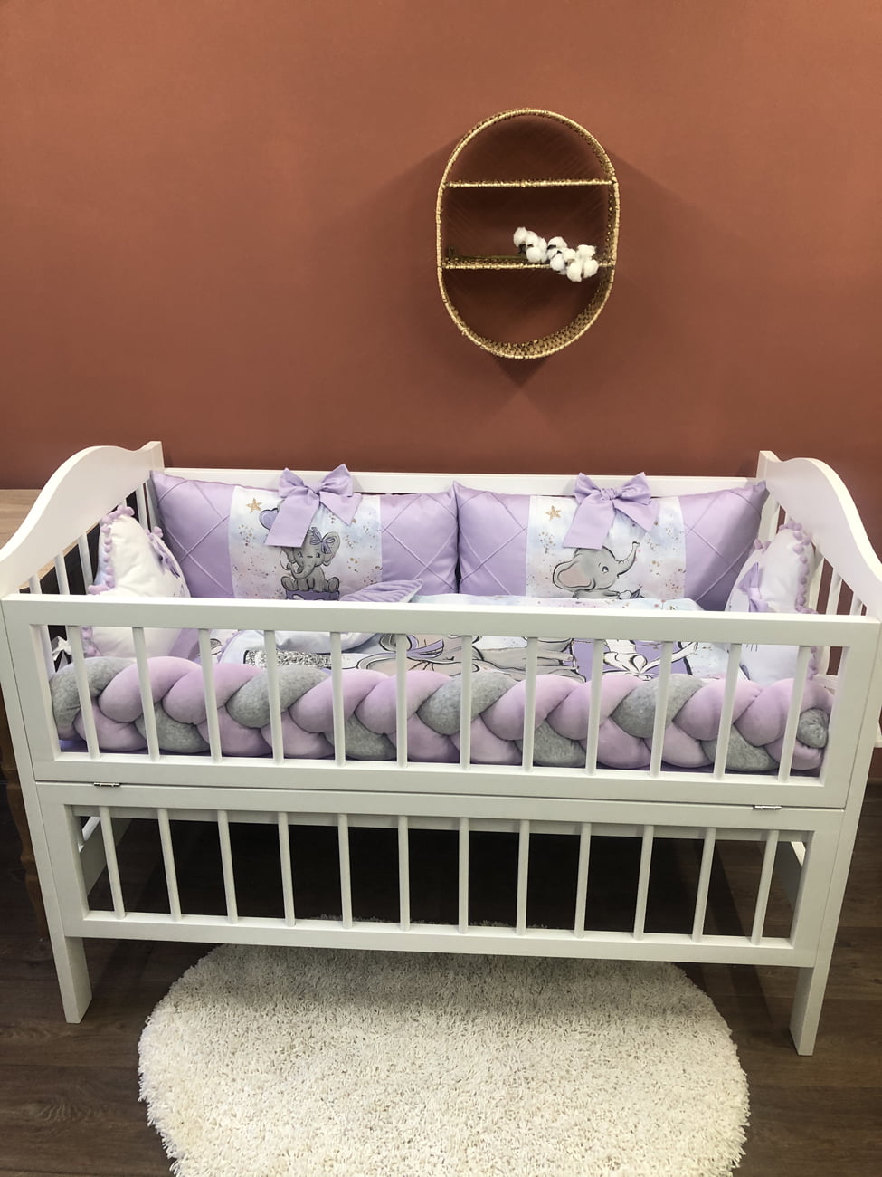 Crib set "Lilac Elephant"