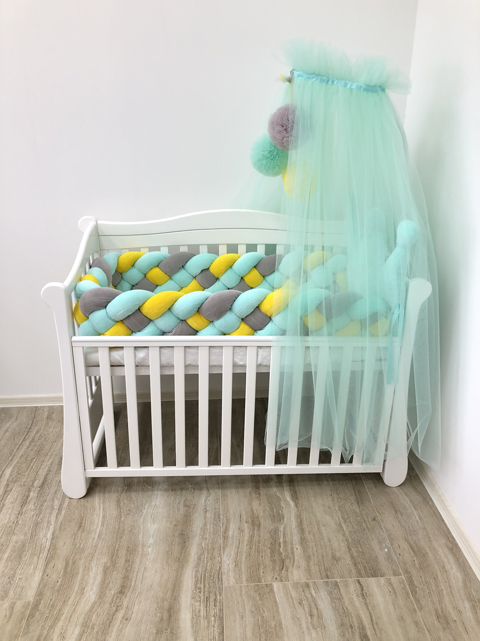 Crib set "Braided and crown"