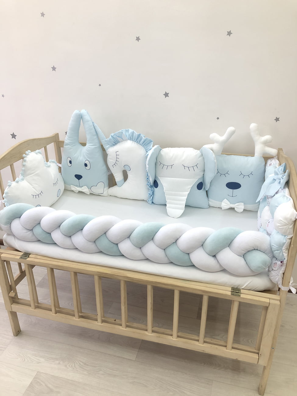 Crib set "Blue white baby bedding set "
