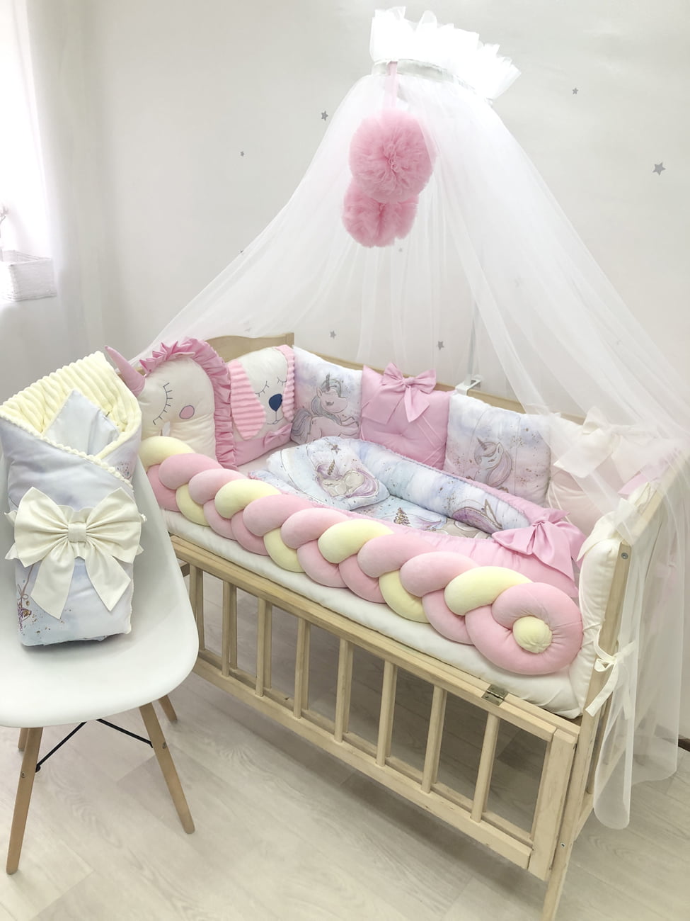 Crib set "Pink Unicorn"