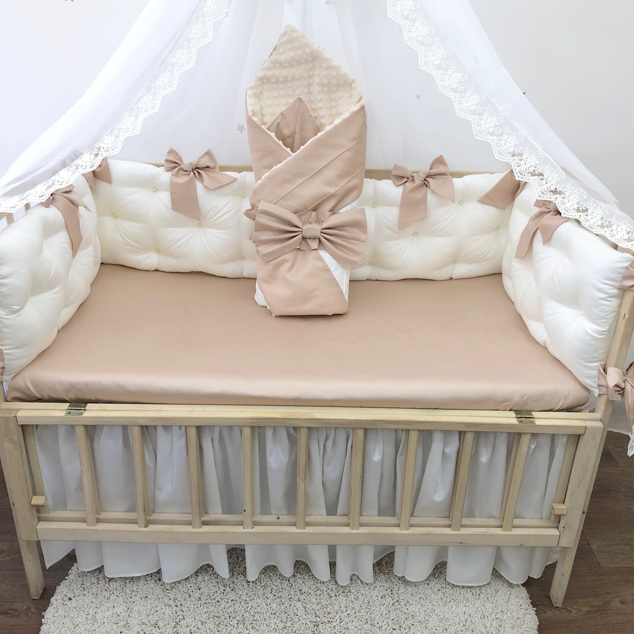 Crib set "Luxury Beige bedding"