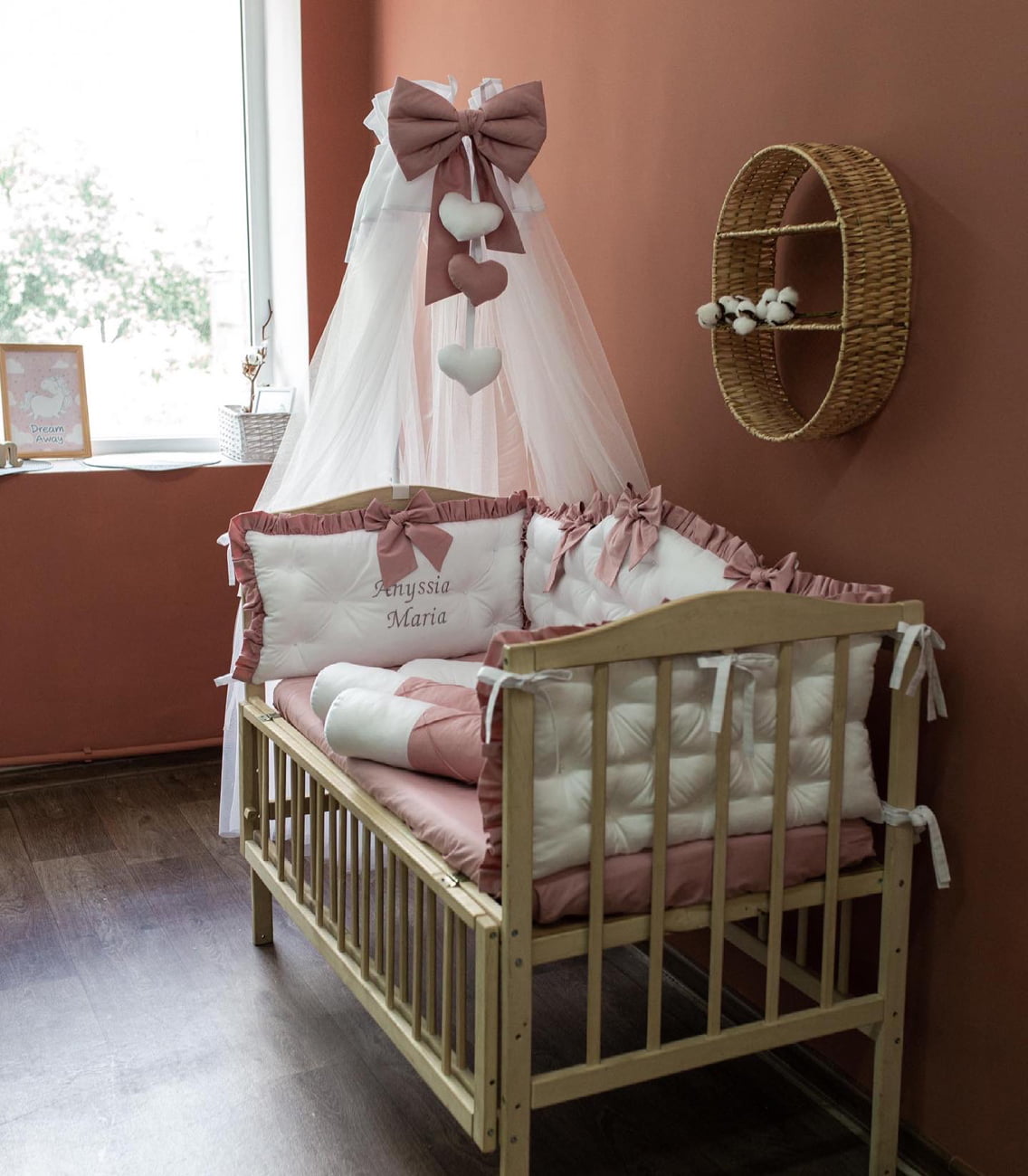 Crib set "Dusty Rose"