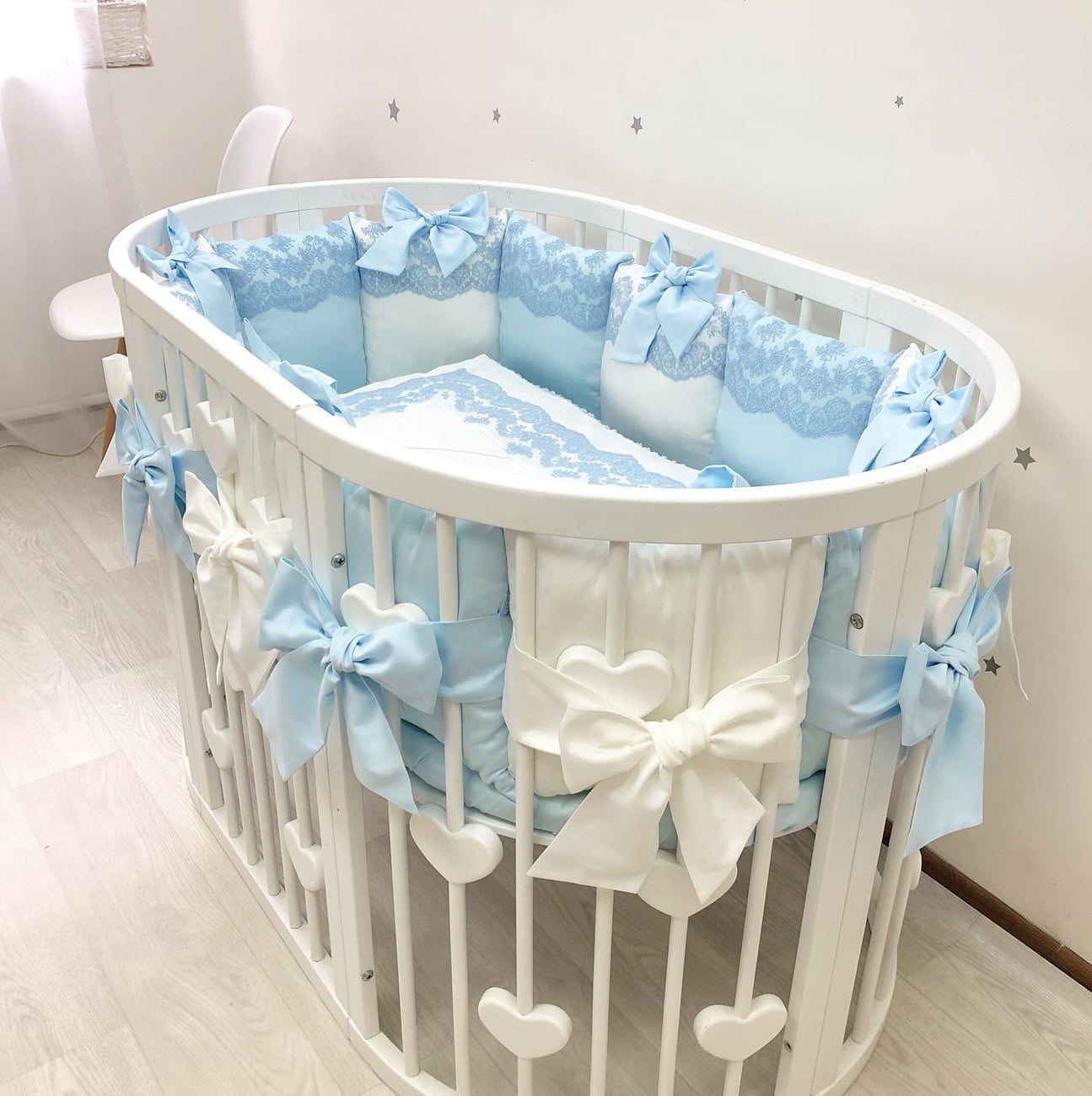 Crib set "Sky-Blue Royal luxury baby bedding"