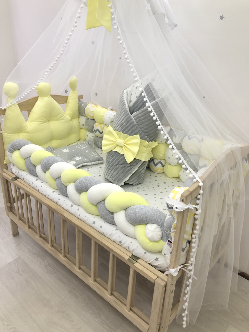 Crib set "Neutral bedding set"