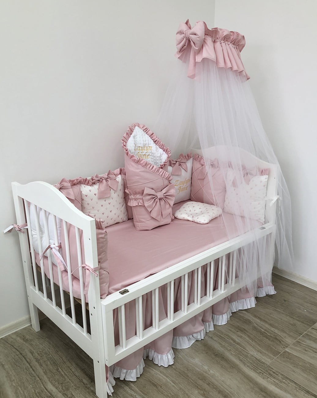 Crib set "Powdery pink "