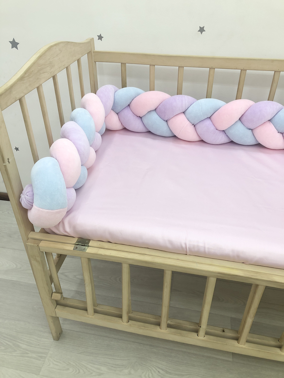 3-strand pink+lilac+blue knot bumper