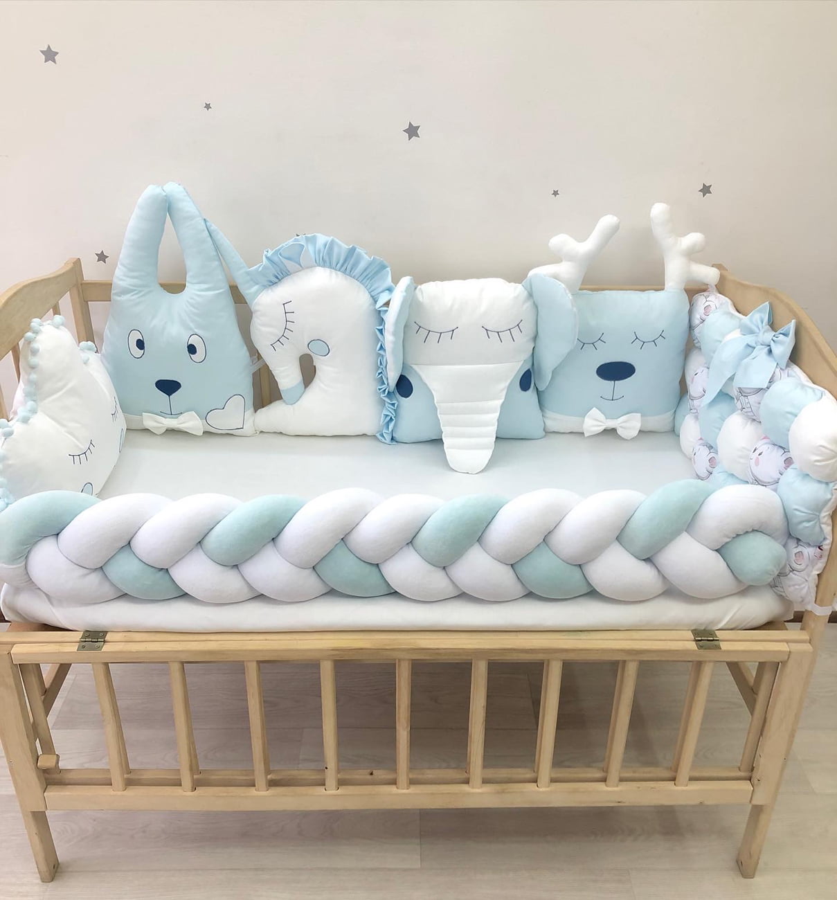 Crib set "Blue white baby bedding set "