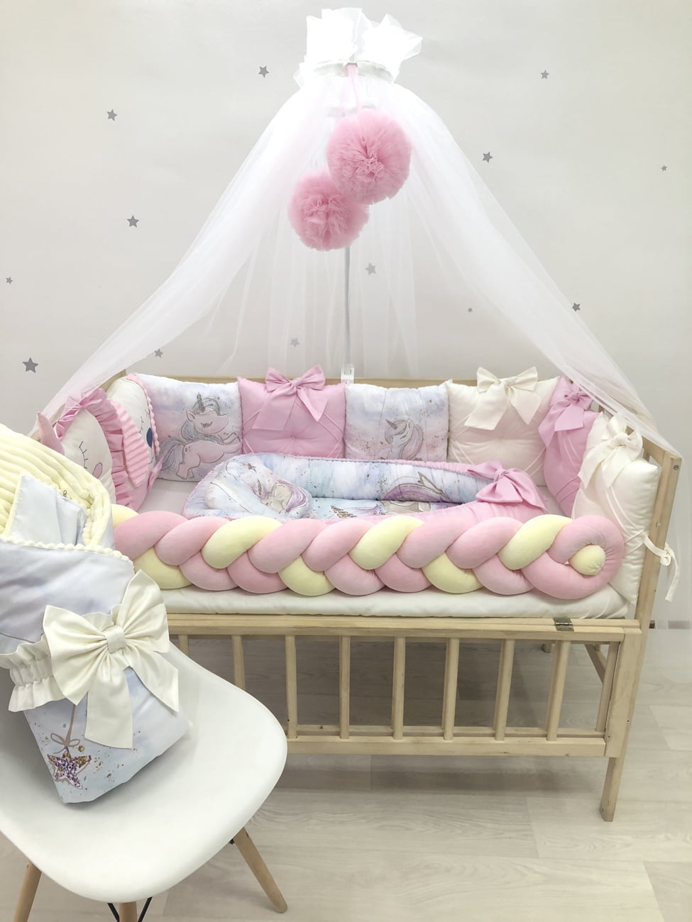 Crib set "Pink Unicorn"