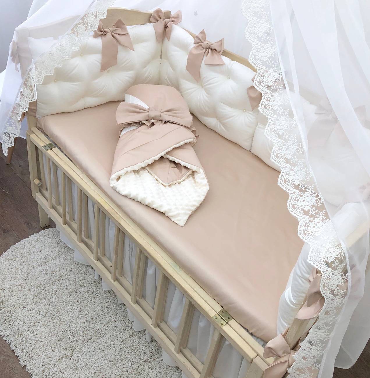 Crib set "Luxury Beige bedding"