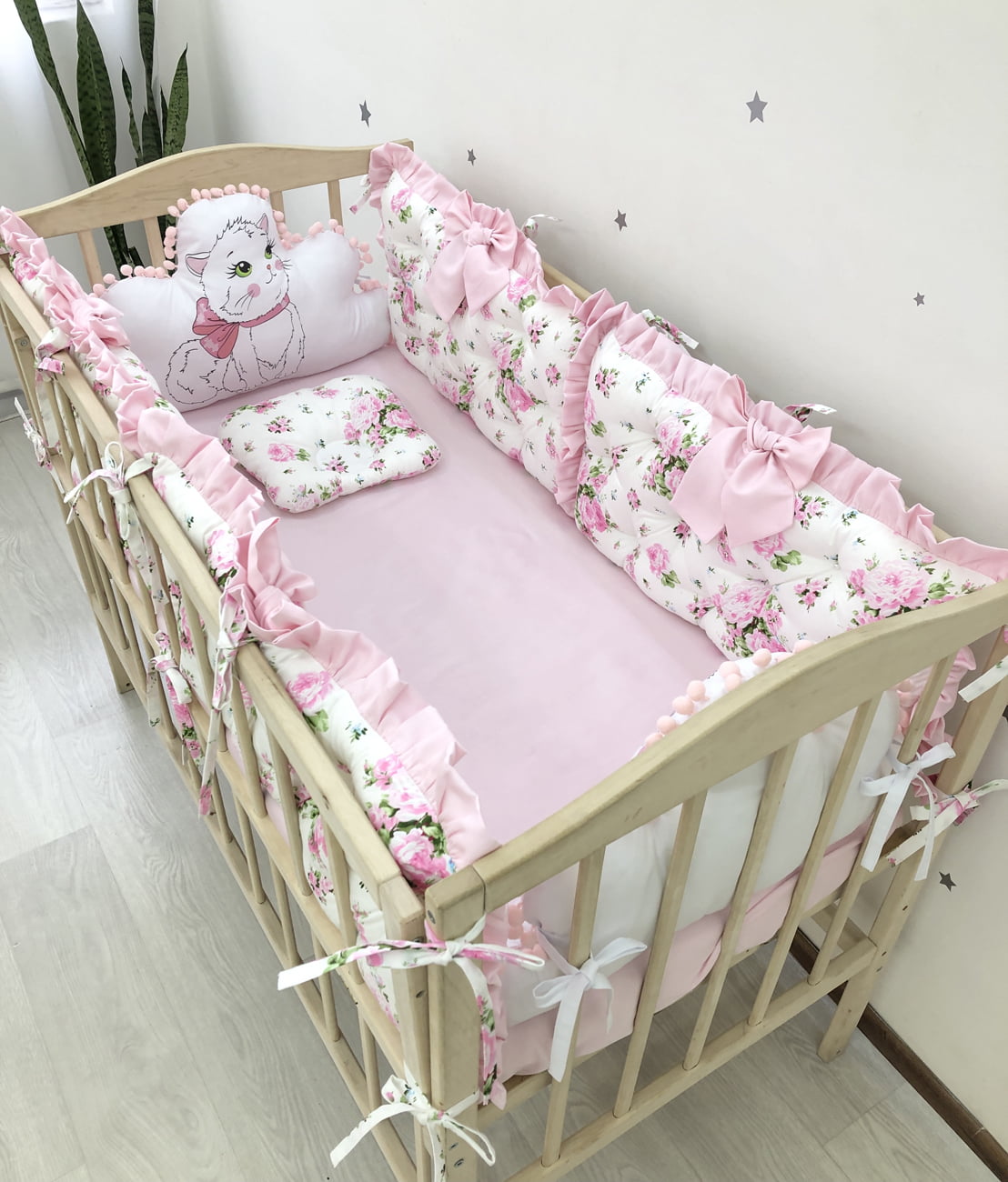 Crib set "Pink Flower"