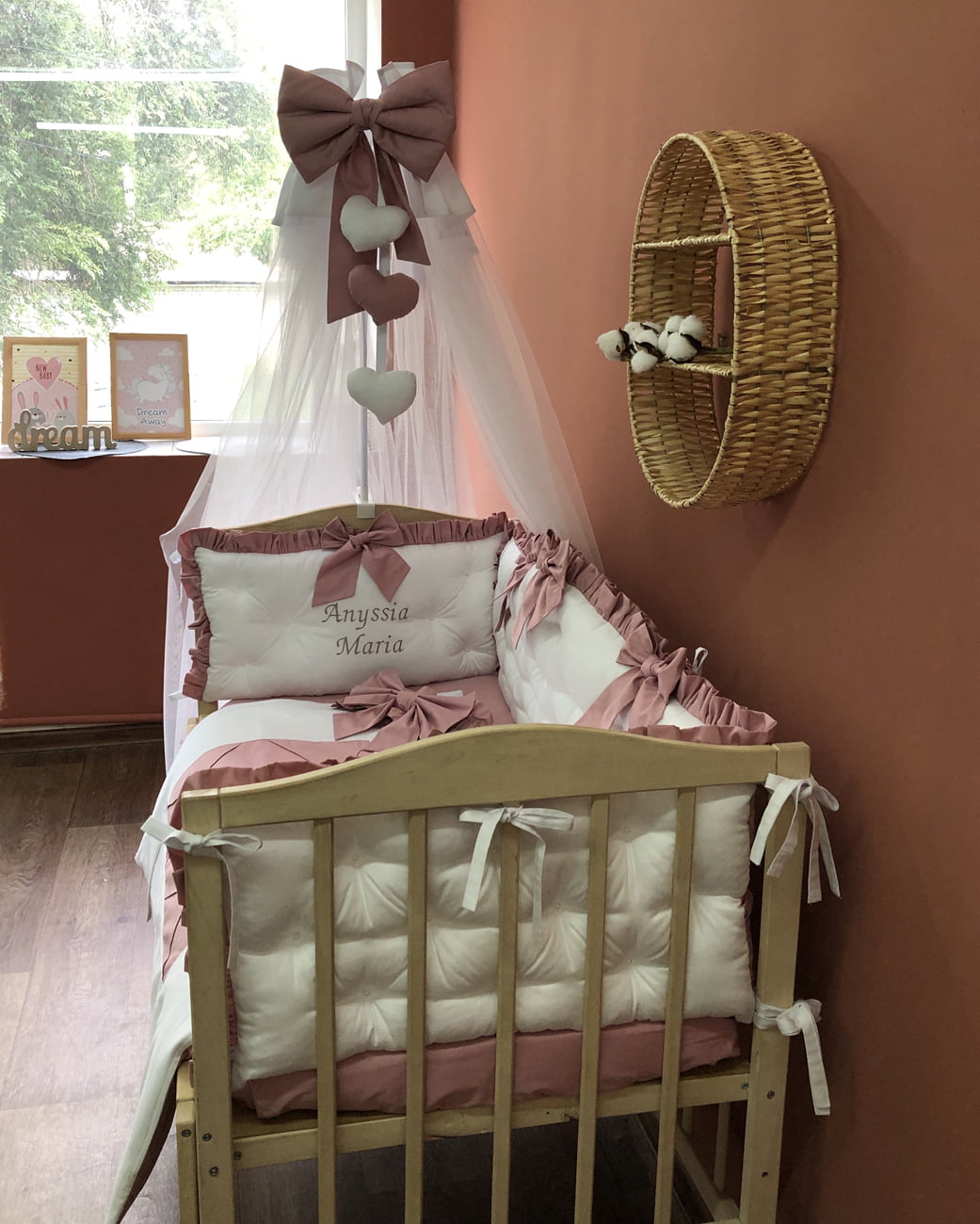 Crib set "Dusty Rose"